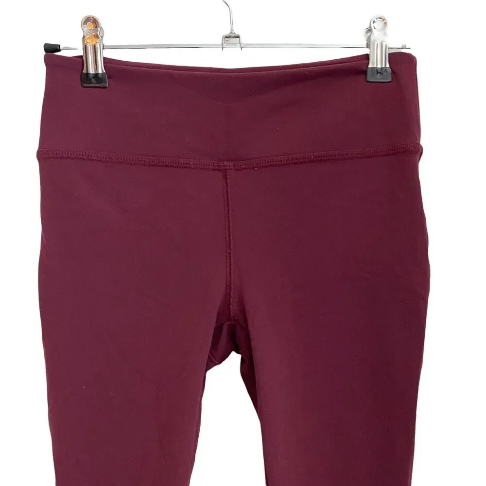 FP Movement XS Cropped Leggings Lace Up Back Maroon Free People